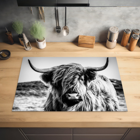 Inductiebeschermer - Schotse hooglander - Natuur - Koe - Zwart - Wit-2