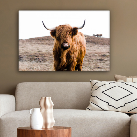 Canvas schilderij - Schotse hooglander - Landschap - Koe - Bruin - Dieren - Natuur-2