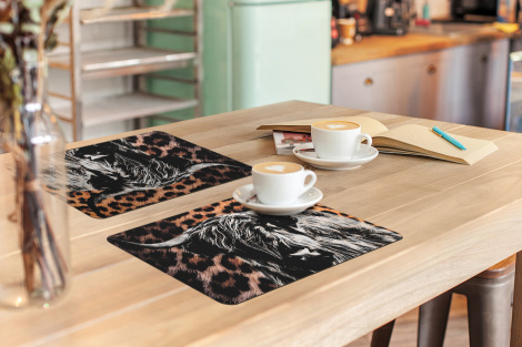 Premium placemats (6 stuks) - Schotse Hooglander - Panterprint - Dieren - 45x30 cm-3