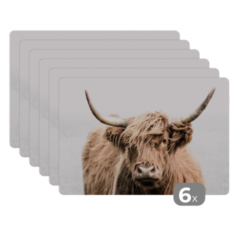 Premium placemats (6 stuks) - Schotse hooglander - Dieren - Vacht - 45x30 cm-1