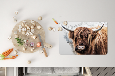 Premium placemats (6 stuks) - Schotse hooglander - Dieren - Rook - 45x30 cm-thumbnail-4