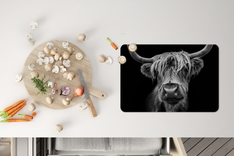 Premium placemats (6 stuks) - Schotse Hooglander - Horens - Zwart - Wit - 45x30 cm-4