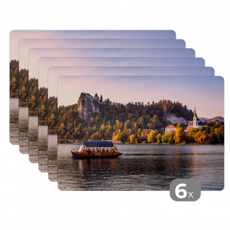Premium placemats (6 stuks) - Meer van Bled in Slovenië - 45x30 cm-thumbnail-1