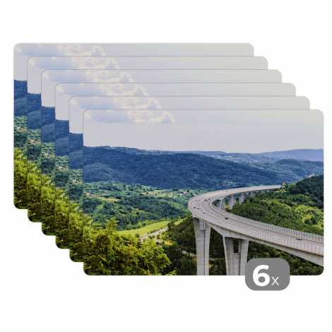 Premium placemats (6 stuks) - Hoogste viaduct snelweg in Slovenië - 45x30 cm-1