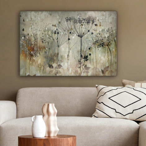 Canvas schilderij - Bloemen - Grijs - Natuur - Kunst-2