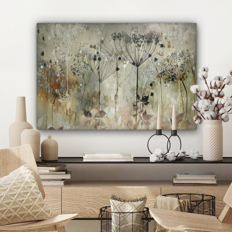 Canvas schilderij - Bloemen - Grijs - Natuur - Kunst-3