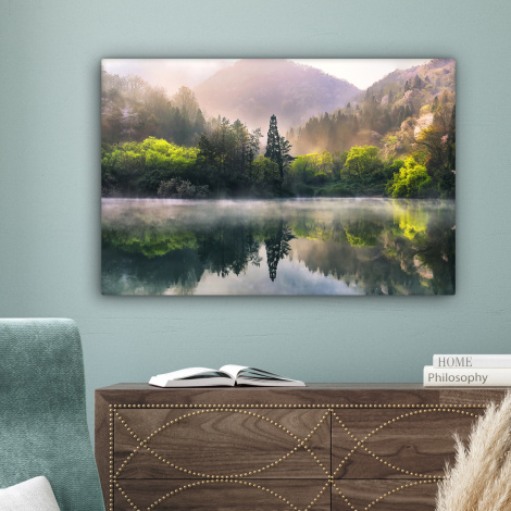 Canvas schilderij - Natuur - Bomen - Bergen - Meer - Water-4
