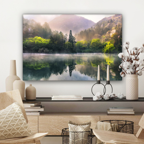 Canvas schilderij - Natuur - Bomen - Bergen - Meer - Water-3