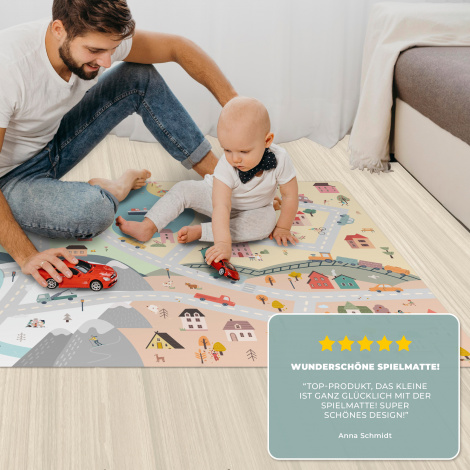 Spielmatte - Jahreszeiten – Stadt – Häuser – Straße – Kinder – Auto-3