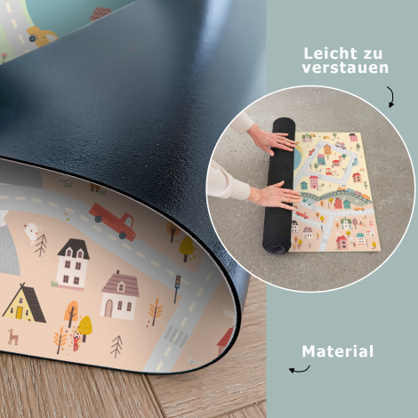 Spielmatte - Jahreszeiten – Stadt – Häuser – Straße – Kinder – Auto-4