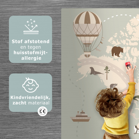 Speelkleed - Wereldkaart - Dieren - Vliegtuig - Kind - Luchtballon-thumbnail-2