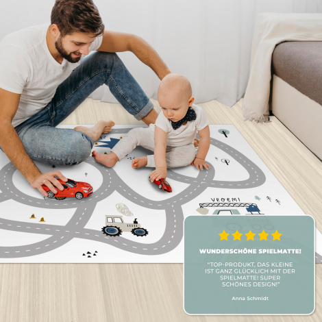 Spielmatte - Baustelle - Bagger - Auto - Regenbogen - Design-4