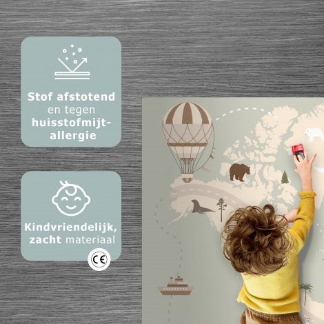Speelkleed - Wereldkaart - Dieren - Vliegtuig - Kind - Luchtballon-2