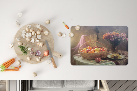 Premium placemats (6 stuks) - Stilleven - Schilderij - Bloemen - Fruit - Appels - Druiven - Kunst - 45x30 cm-4