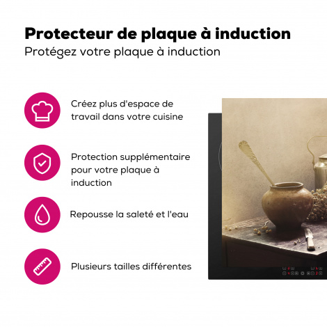 Protège-plaque à induction - Nature morte - Citrouille - Ail - Poêle - Table-3