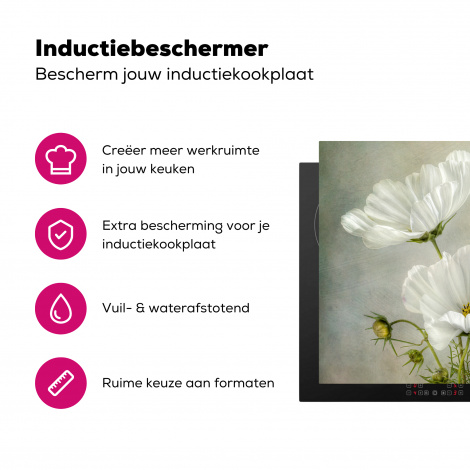 Inductiebeschermer - Bloemen - Stilleven - Klaproos - Wit - Botanisch-3