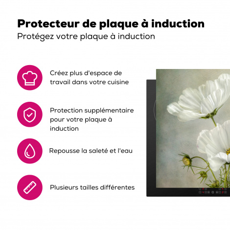 Protège-plaque à induction - Fleurs - Nature morte - Coquelicot - Blanc - Botanique-3