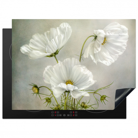 Herdabdeckplatte - Blumen - Stillleben - Mohn - Weiß - Botanisch