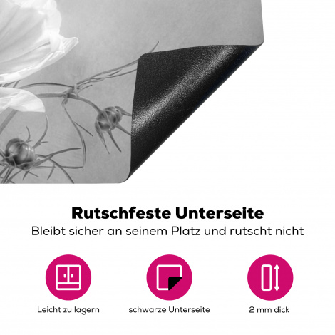 Herdabdeckplatte - Stilleben - Blumen - Schwarz und weiß - Mohn - Botanisch-4