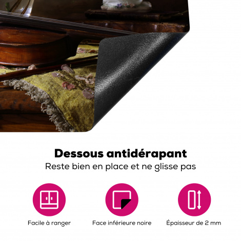 Protège-plaque à induction - Violon - Roses - Rose - Fleurs - Nature morte-4