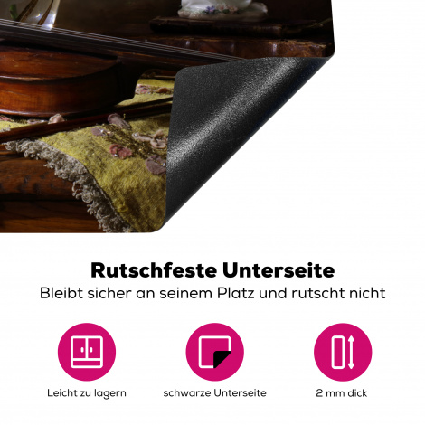Herdabdeckplatte - Violine - Rosen - Rosa - Blumen - Stilleben-4