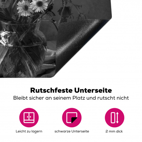 Herdabdeckplatte - Blumenstrauß - Blumen - Ölgemälde - Stilleben - Schwarz - Weiß-4