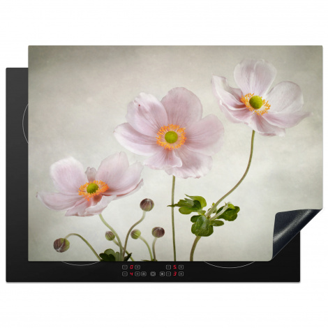 Herdabdeckplatte - Blumen - Stillleben - Ölfarbe - Mohn - Rosa