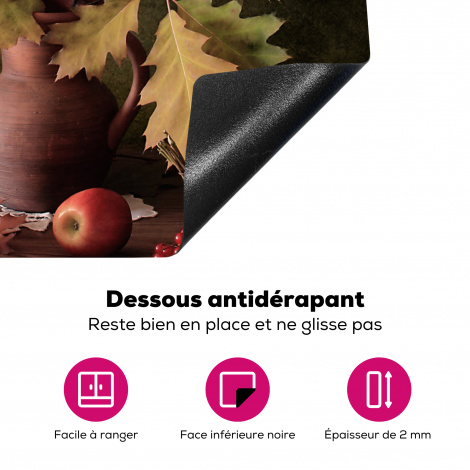 Protège-plaque à induction - Nature morte - Citrouille - Feuilles - Pomme - Cerise - Automne-4