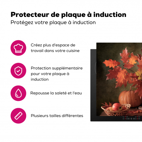 Protège-plaque à induction - Nature morte - Citrouille - Feuilles - Pomme - Cerise - Automne-3