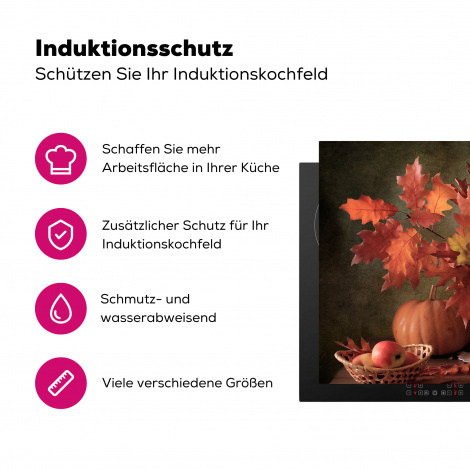 Herdabdeckplatte - Stilleben - Kürbis - Blätter - Apfel - Kirsche - Herbst-3