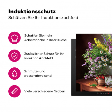 Herdabdeckplatte - Blumen - Tisch - Stilleben - Blumenstrauß - Vase-3