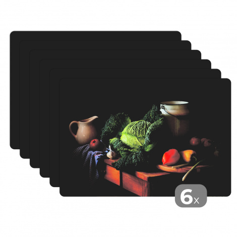 Premium placemats (6 stuks) - Stilleven - Groente - Kleuren - 45x30 cm