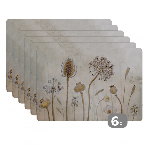 Premium placemats (6 stuks) - Bloemen - Waterverf - Stilleven - 45x30 cm-thumbnail-1