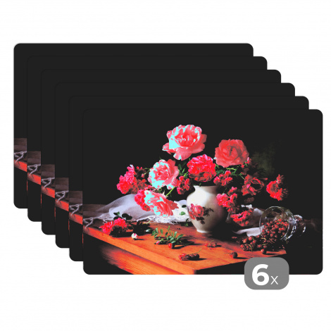 Premium placemats (6 stuks) - Rozen - Stilleven - Roze - 45x30 cm