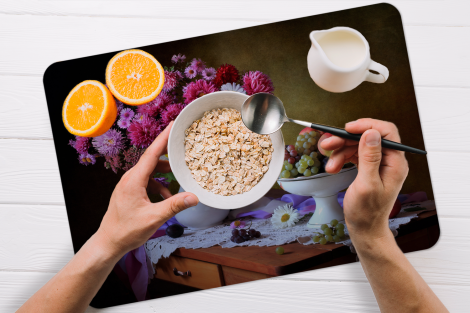 Premium placemats (6 stuks) - Fruitschaal - Stilleven - Bloemen - 45x30 cm-2