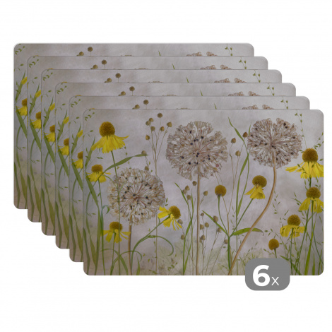Tischset (6er Set) - Blumen - Stillleben - Ölfarbe - 45x30 cm