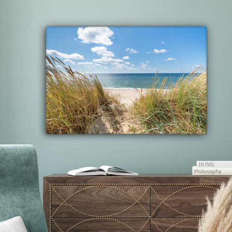 Canvas schilderij - Duin - Gras - Zee - Strand-4