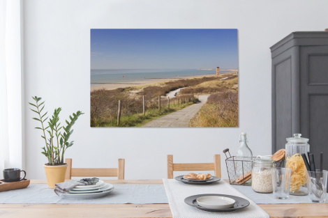 Canvas schilderij - Strand - Zee - Vuurtoren - Nederland-4
