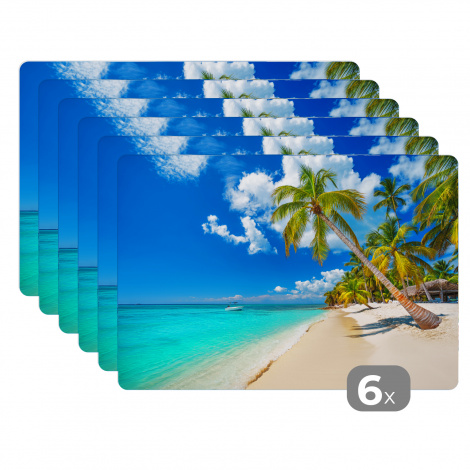 Premium placemats (6 stuks) - Strand - Zee - Boot - Palmboom - 45x30 cm-1