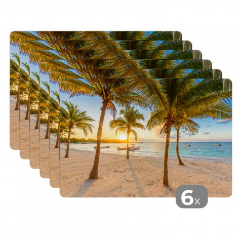 Premium placemats (6 stuks) - Strand - Zee - Mexico - Zonsondergang - 45x30 cm-thumbnail-1