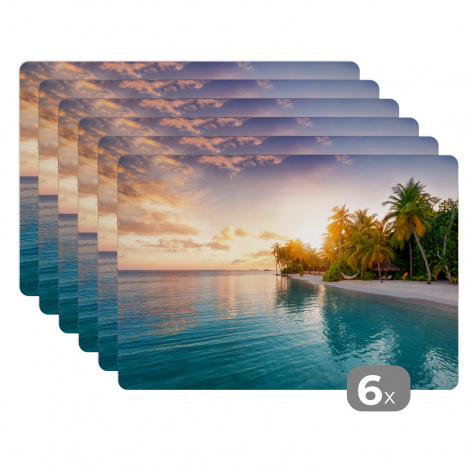 Premium placemats (6 stuks) - Strand - Zee - Eiland - Tropisch - 45x30 cm-1