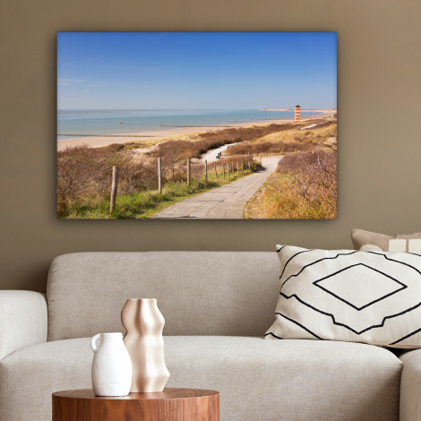 Canvas schilderij - Strand - Zee - Vuurtoren - Nederland-2