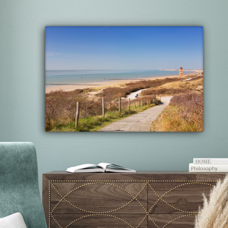 Canvas schilderij - Strand - Zee - Vuurtoren - Nederland-4