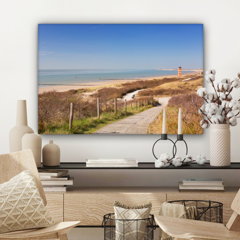 Canvas schilderij - Strand - Zee - Vuurtoren - Nederland-3