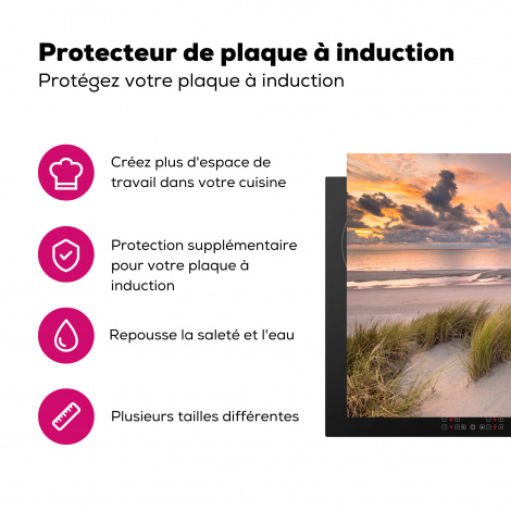 Protège-plaque à induction - Coucher de soleil - Dune - Plage - Plantes - Mer-3