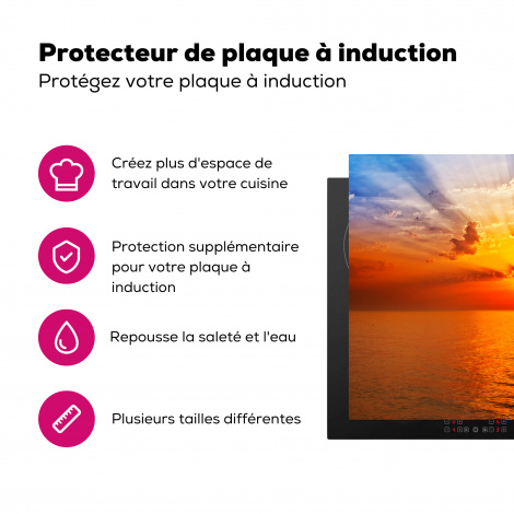 Protège-plaque à induction - Coucher de soleil - Mer - Ciel - Orange - Horizon - Eau-3