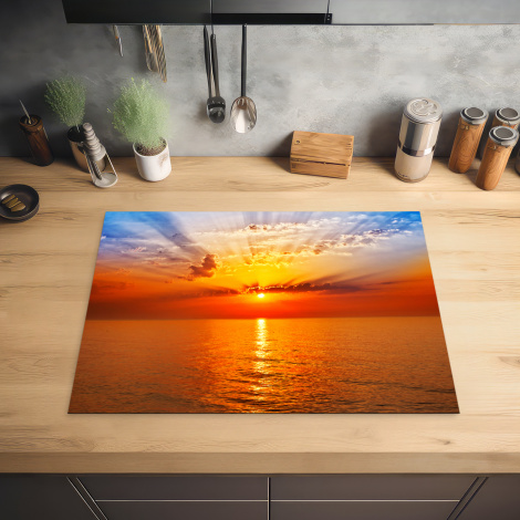 Herdabdeckplatte - Sonnenuntergang - Meer - Himmel - Orange - Horizont - Wasser-2