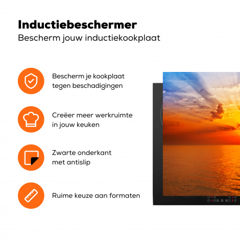 Inductiebeschermer - Zonsondergang - Zee - Lucht - Oranje - Horizon - Water-3