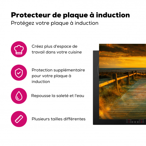 Protège-plaque à induction - Soleil - Plage - Dune - Horizon - Herbe - Chemin - Orange-3