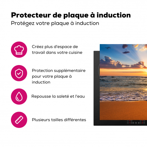Protège-plaque à induction - Plage - Coucher de soleil - Mer - Nuages - Horizon-3